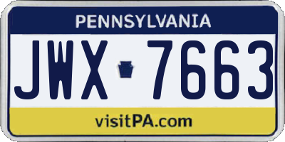 PA license plate JWX7663