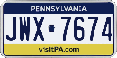 PA license plate JWX7674