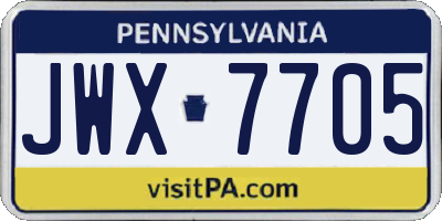 PA license plate JWX7705