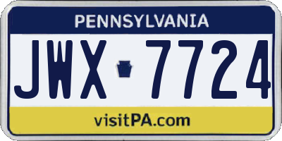 PA license plate JWX7724