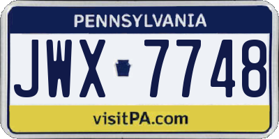 PA license plate JWX7748