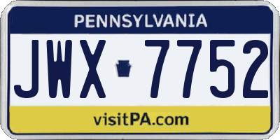 PA license plate JWX7752