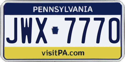 PA license plate JWX7770