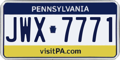 PA license plate JWX7771