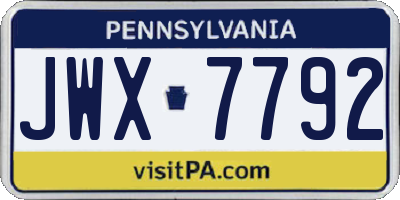 PA license plate JWX7792
