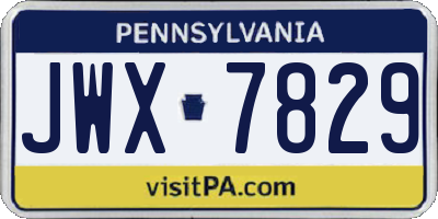 PA license plate JWX7829