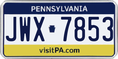 PA license plate JWX7853
