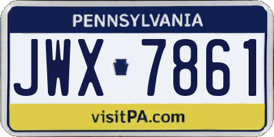 PA license plate JWX7861