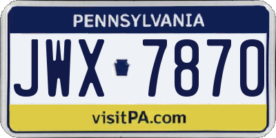 PA license plate JWX7870