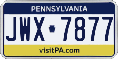 PA license plate JWX7877