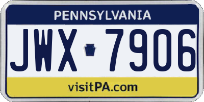 PA license plate JWX7906