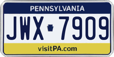 PA license plate JWX7909