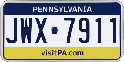PA license plate JWX7911
