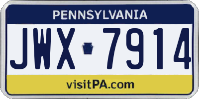 PA license plate JWX7914