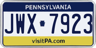 PA license plate JWX7923
