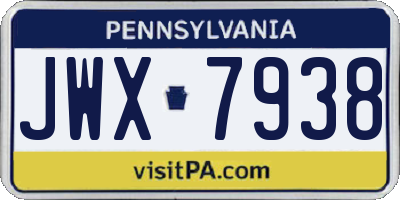 PA license plate JWX7938