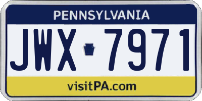 PA license plate JWX7971