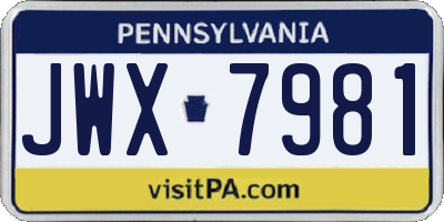 PA license plate JWX7981