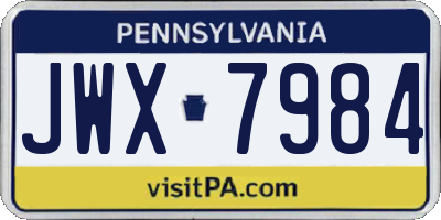 PA license plate JWX7984
