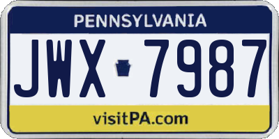 PA license plate JWX7987