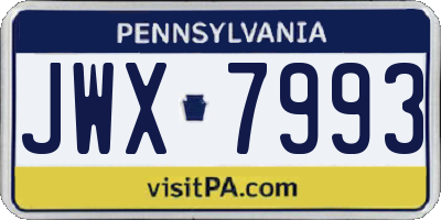 PA license plate JWX7993