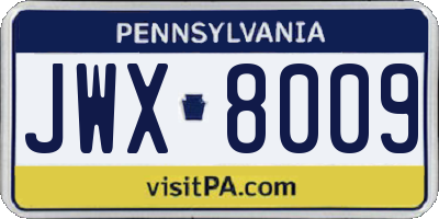 PA license plate JWX8009