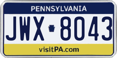 PA license plate JWX8043