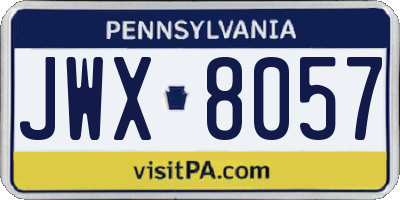 PA license plate JWX8057