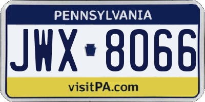 PA license plate JWX8066