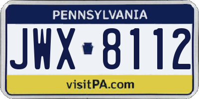 PA license plate JWX8112