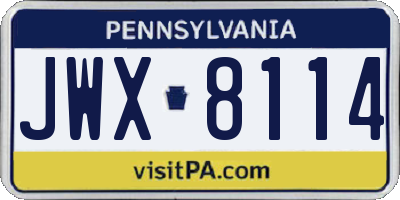 PA license plate JWX8114