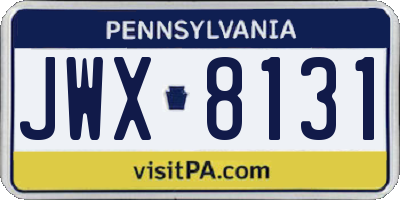 PA license plate JWX8131