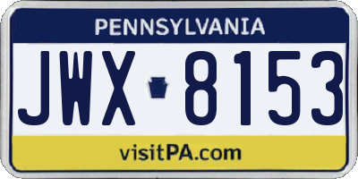 PA license plate JWX8153