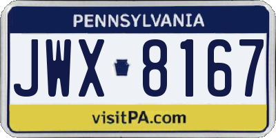 PA license plate JWX8167