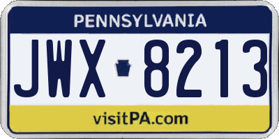 PA license plate JWX8213