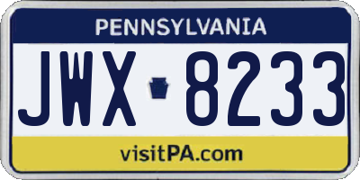 PA license plate JWX8233