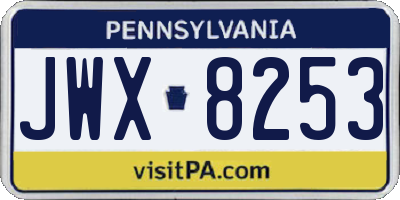 PA license plate JWX8253
