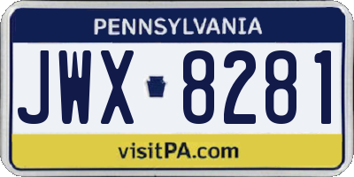PA license plate JWX8281