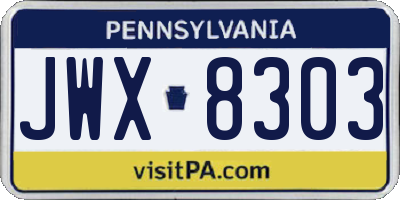 PA license plate JWX8303