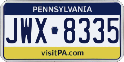 PA license plate JWX8335