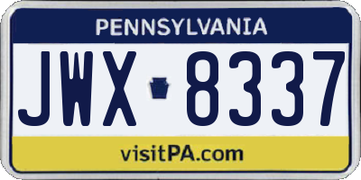 PA license plate JWX8337