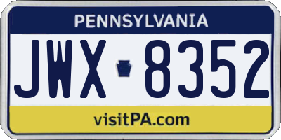 PA license plate JWX8352