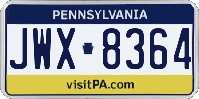 PA license plate JWX8364