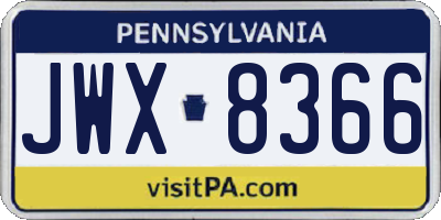 PA license plate JWX8366