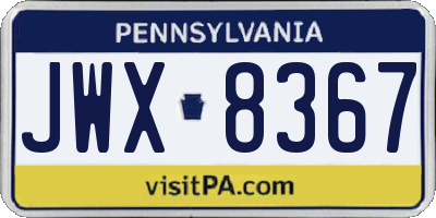 PA license plate JWX8367