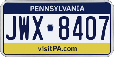 PA license plate JWX8407