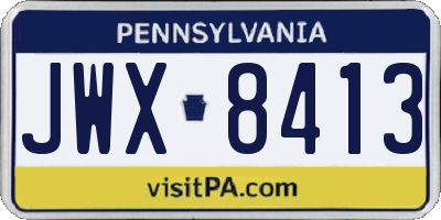 PA license plate JWX8413