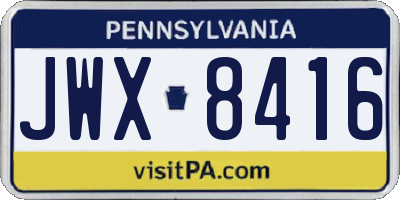 PA license plate JWX8416