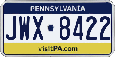 PA license plate JWX8422