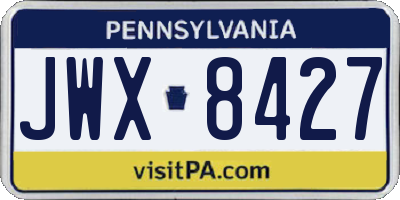 PA license plate JWX8427
